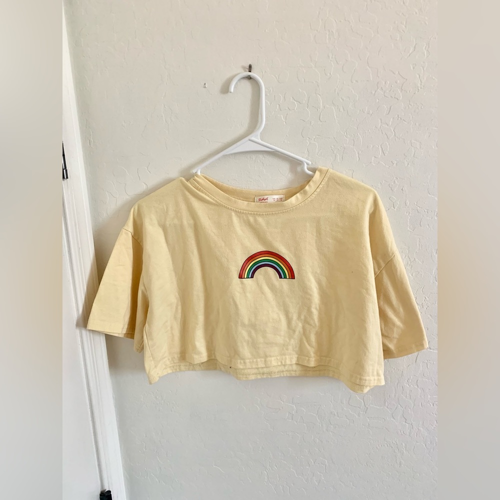 Yellow Rainbow Cropped Tee
